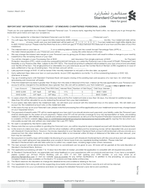 Standard Chartered Personal Loan Agreement