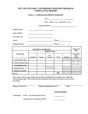 RTC Multifamily Affordable Housing Compliance Report