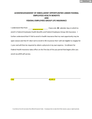 Federal Employee Health and Life Insurance Enrollment Form