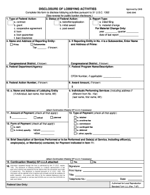 Disclosure of Lobbying Activities