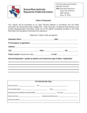 Texas Open Records Request Form