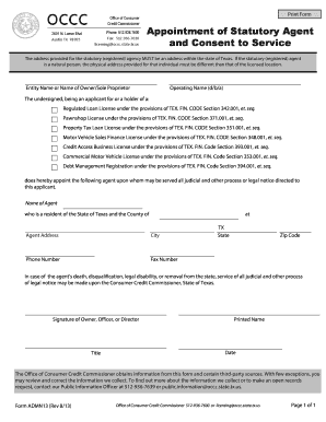 Texas Statutory Agent Appointment Form