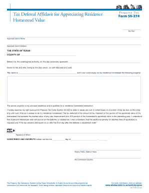 Texas Tax Deferral Affidavit