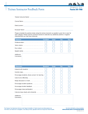 Trainee Instructor Feedback Form - Texas Comptroller of Public ... - window state tx