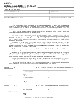 Texas Continuous Bond of Seller