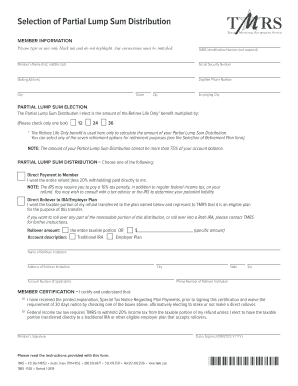 Texas Municipal Retirement System Partial Lump Sum Distribution Form