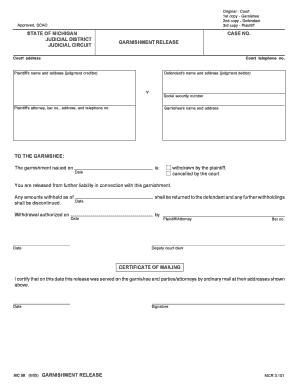 MC 50 605 GARNISHMENT RELEASE STATE OF bb - Eaton County - eatoncounty