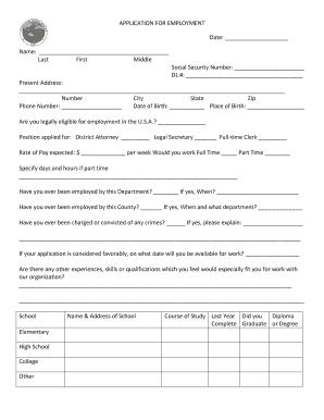 Employment Application Form