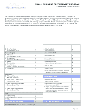 Calculating net worth - Personal Net Worth Statement - City of Baton Rouge/Parish of East ...