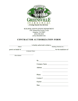 Contractor Authorization Form