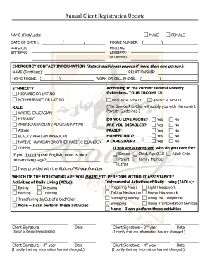 Annual Client Registration Update Form