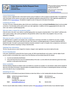 North Carolina Absentee Ballot Request Form