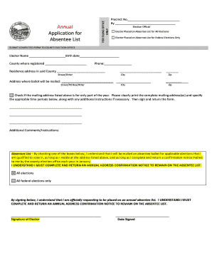 Absentee Voter Application Form