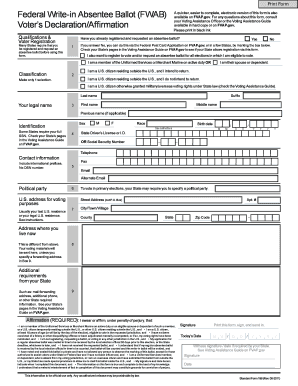 Federal Write-in Absentee Ballot