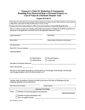 Taxpayer’s Claim for Reduction of Assessments