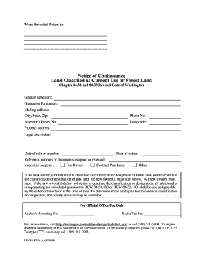 Notice of Continuance for Land Classification