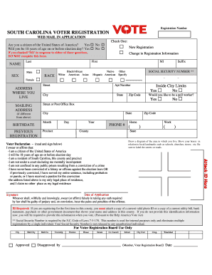 South Carolina Voter Registration Form