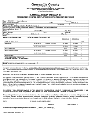Greenville County Electrical Permit Application
