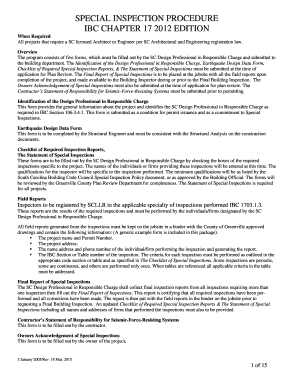 Special Inspection Procedure Form