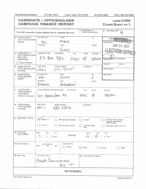 Texas Candidate Officeholder Form C/OH