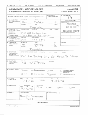 Texas Ethics Commission Campaign Finance Report