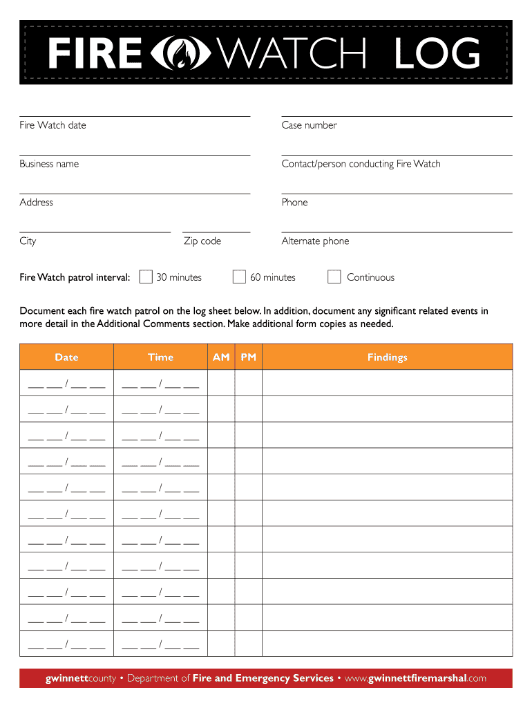 fire watch form Preview on Page 1