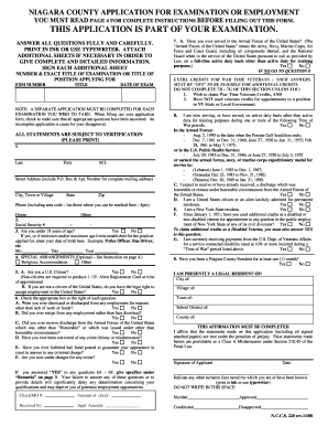Niagara County Application for Examination or Employment