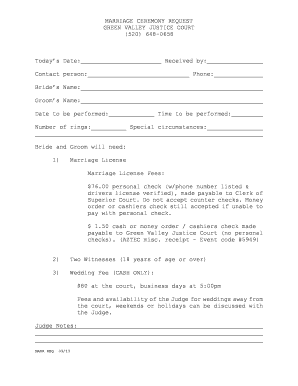 Marriage Ceremony Request