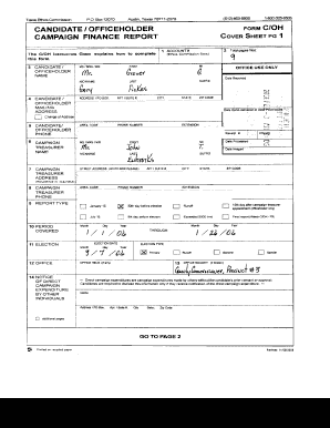 Texas Candidate Officeholder Form CIOH