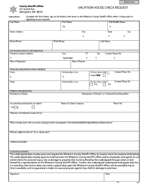 Vacation House Check Request