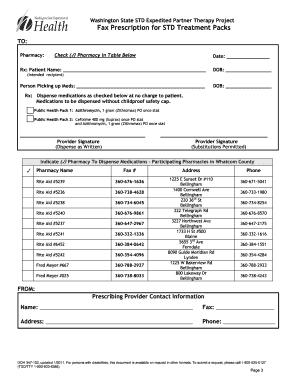 Washington State STD Treatment Prescription Form