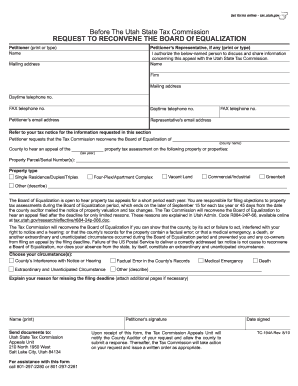 Utah Property Tax Appeal Request