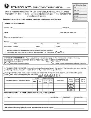 Utah County Employment Application