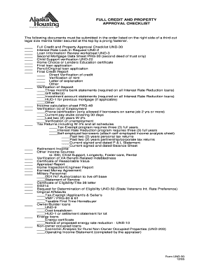 Full Credit and Property Approval Checklist UND-30