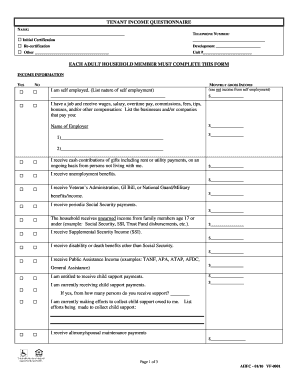 Tenant Income Questionnaire