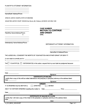 Motion to Continue and Order