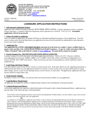 Arizona Behavioral Health Licensure Application