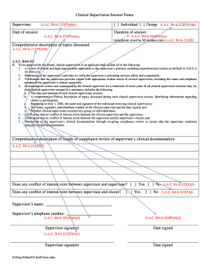 Clinical Supervision Session Notes Form