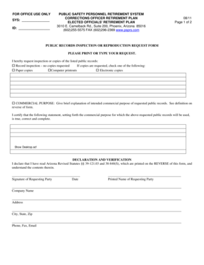 Arizona Public Records Inspection Request Form
