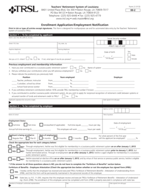 Teachers' Retirement System of Louisiana Form 2