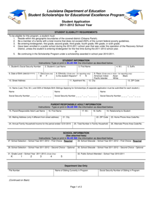 Louisiana Student Scholarships for Educational Excellence Program Application
