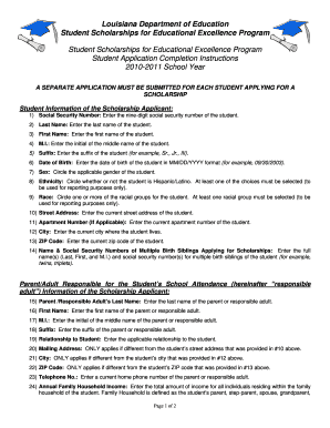 Louisiana Student Scholarship Application