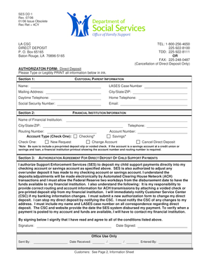 Louisiana Direct Deposit Authorization Form
