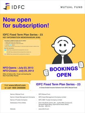 IDFC Fixed Term Plan Series 23 Application Form