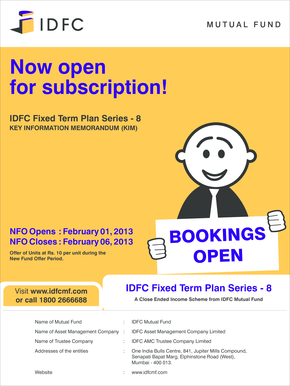 IDFC Fixed Term Plan Series 8 Application Form