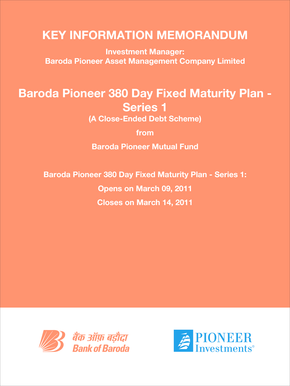 Baroda Pioneer 380 Day Fixed Maturity Plan Application Form