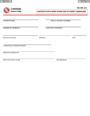 Louisiana Technical College Instructor’s Drop Form