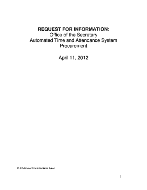 REQUEST FOR INFORMATION: Office of the Secretary Automated Time and Attendance System Procurement April 11, 2012 DHH Automated Time &amp - dhh louisiana