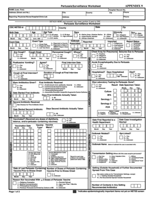 Pertussis Surveillance Worksheet