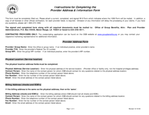 Provider Address & Information Form